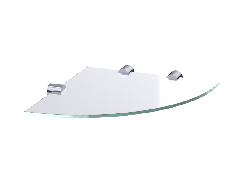 Corner glass shelf 20 x 20 cm + 3 wall brackets Round chrome Haccess Haccess