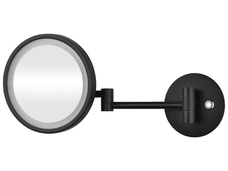 Wall mounted Dark Frame Round LED cosmectic mirror single sided Ø20 cm