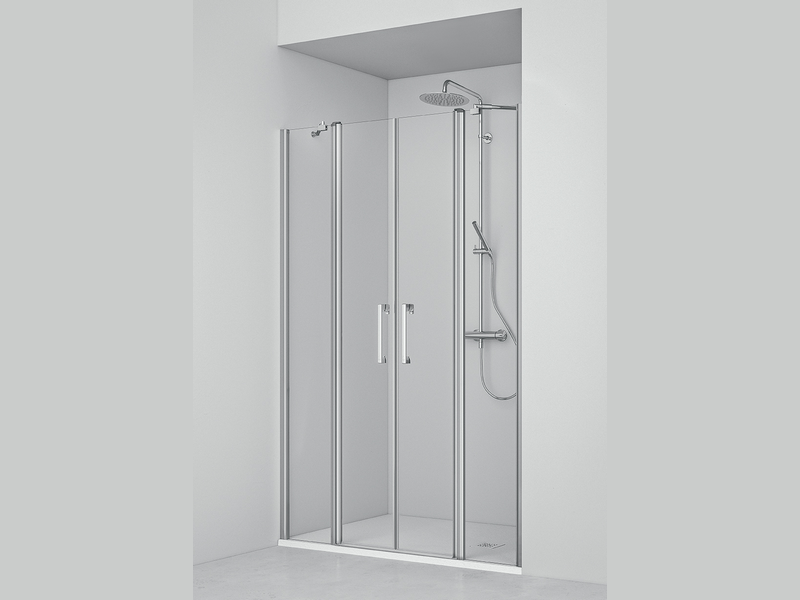 Shower door 2 fixed panels + 2 swing doors Kristal H2000 with bright