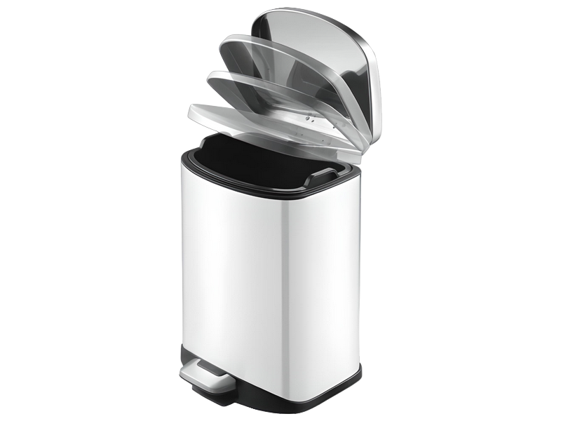 Square pedal bin 6 L white Haccess Haccess